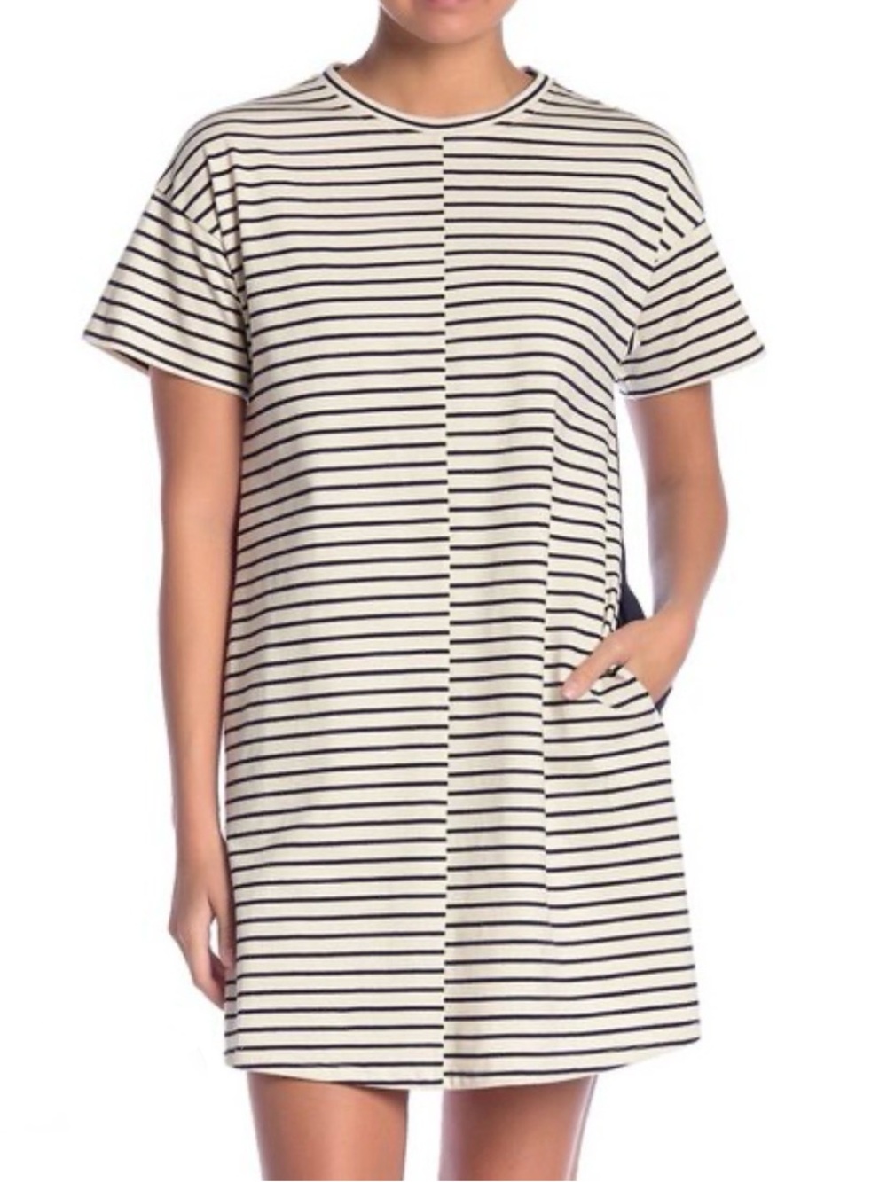Theory relaxed stripe combo tee shift dress